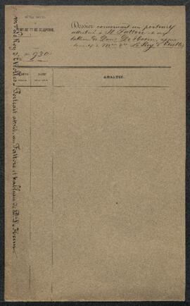 Dossier concernant plusieurs tableaux anciens offerts en vente par Mme veuve Le Roy d’Etiolle, à ...