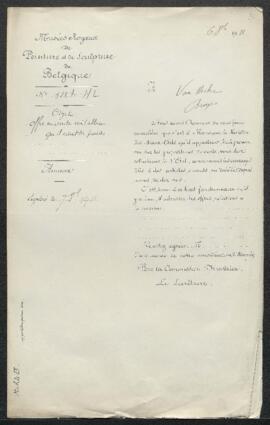 Dossier concernant un tableau du peintre Van Hecke, Le bouquet d’arbres du béguinage de Bruges, o...