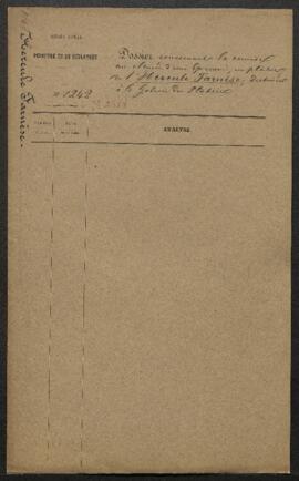 Dossier concernant l’envoi au Musée par le duc d’Arenberg d’un exemplaire en plâtre tiré du moule...