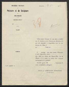 Dossier concernant trois tableaux offerts en vente par Mr O. Hemmé (Bruxelles), à savoir un Tript...