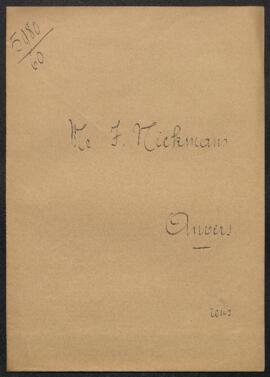 Dossier concerant une demande de Mr F. Nickmans (Anvers) au sujet de différentes œuvres de Gustav...
