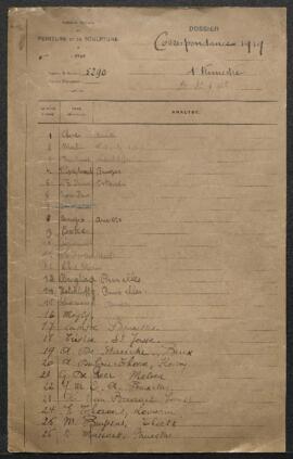 Correspondance sans suite de l’année 1919