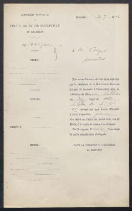 Dossier concernant un tableau d'Edouard Agneessens représentant un Portrait de femme, offert en v...