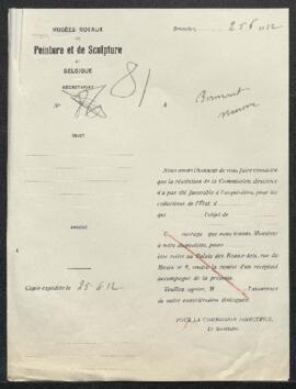 Dossier concernant trois tableaux (sujets non spécifiés) dont un de Henri met de Bles, un de Joac...