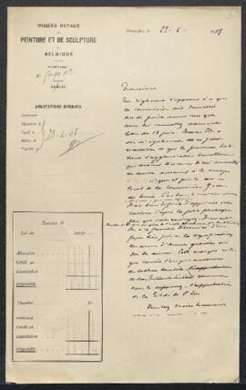Demande de renseignements émanant de Mr Eug. Beckers (Bruxelles) désirant connaître l’époque et l...