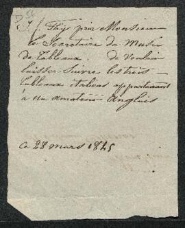 Dossier concernant trois tableaux anciens offerts en vente par J. F. Thys (Bruxelles), à savoir L...