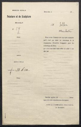 Dossier concernant Le Sacrifice d’Abraham, tableau de [Peter Paul] Rubens, offert en vente par Mr...