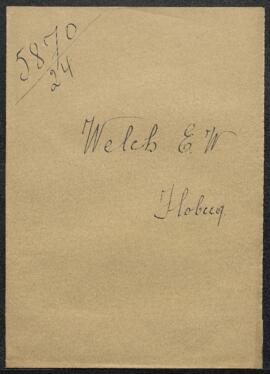 Demande de Mr E. W. Welch, aquarelliste anglais (Flobecq) désirant savoir si des expositions sont...