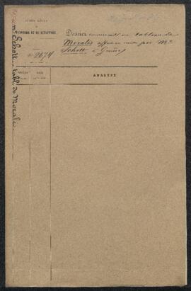 Dossier concernant un tableau de Morales, offert en vente par Mr E. – L. Schott (Suisse, Genève)....