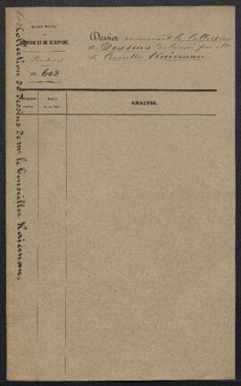 Dossier concernant la vente de la collection de dessins des grands maîtres des écoles italienne, ...