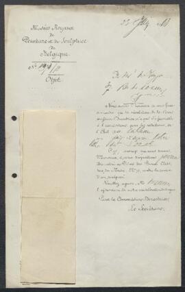 Voir dossier 4979. Acquisition de Vieillard devant l'âtre, tableau de Jan Miense Molenaer. (inv 3...