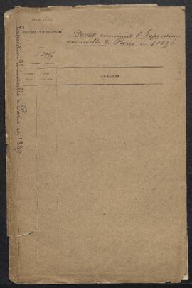 Dossier concernant l’Exposition universelle de Paris en 1889 et les tableaux du Musée moderne prê...
