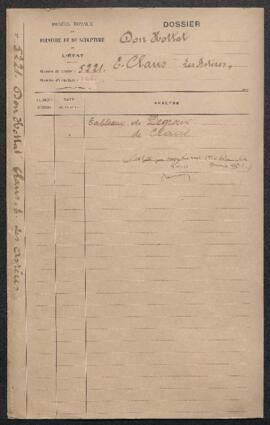 Dossier concernant les dons faits au Musée en 1912 et en 1921 par Mr Raymond Hottat, à savoir, en...