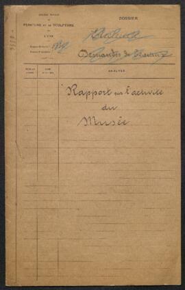 Dossier concernant les rapports d’activité du Musée établis pour les années 1920, 1929, 1938 ains...