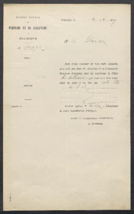 Dossier concernant quatre Scènes de bataille tableaux données à Jan Erasmus Quellinus, offerts en...