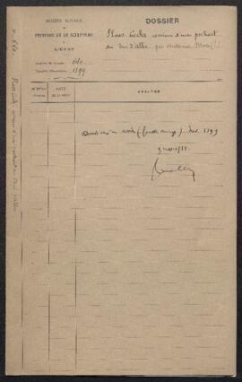 Dossier concernant un Portrait du duc d’Albe par Antonio Moro (inv. 1399), acquis de E.-F. Slaes-...