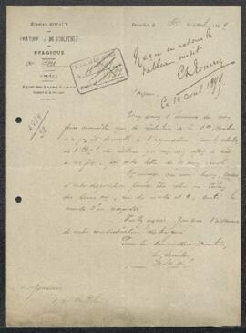 Dossier concernant un tableau de Gustave Pieron daté 1863 (titre/sujet non mentionné), offert en ...