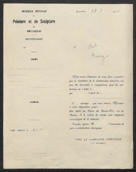 Dossier concernant un tableau ancien offert en vente par Mr A. Art (Havay). — Offre refusée.