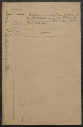 Dossier concernant un tableau de [Meindert] Hobbema, une Sainte famille du peintre flamand Jan Th...