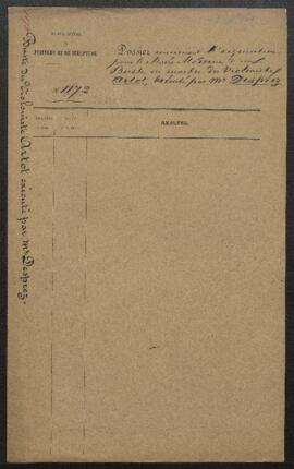 Dossier concernant le buste en marbre du violoniste Artot par le statuaire [Louis] Desprez (inv. ...