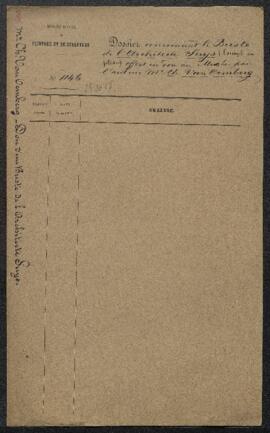 Dossier concernant le Buste en plâtre de l’architecte Suys exécuté par Charles van Oemberg (inv. ...
