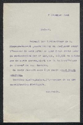 Devis demandés à Adolphe Gossez et à Mme veuve Buéso.
